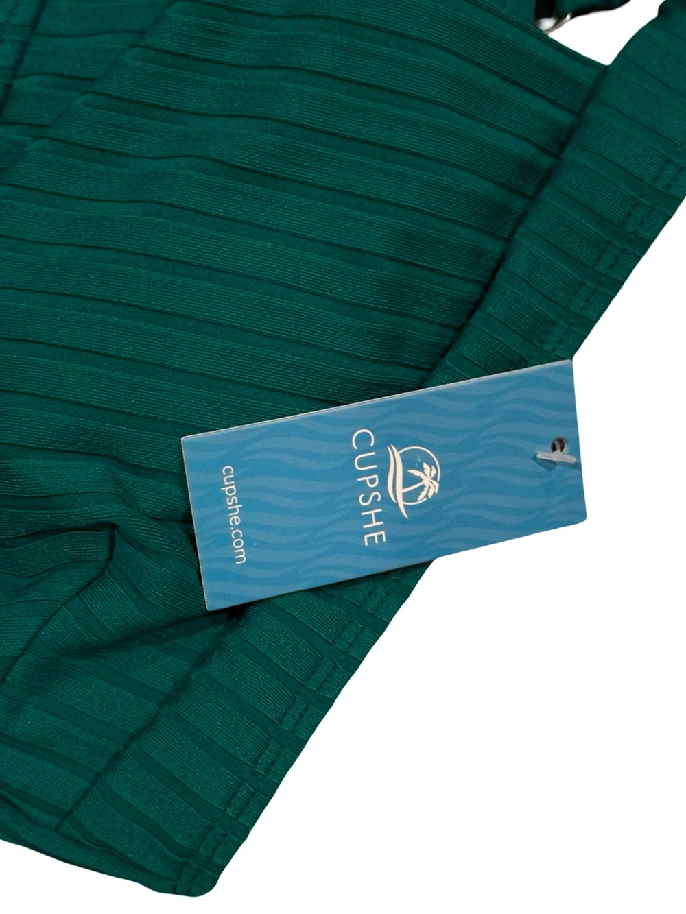 NWT Cupshe Teal Green Ribbed Cross-Strap One-Piece Swimsuit (medium) - Picture 3 of 7